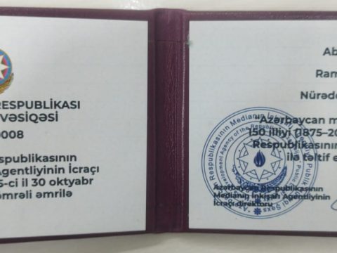 Milli Metbuatın 150 illiyi Milli Mətbuatın 150 illiyi münasibətilə təltif Azərbaycan milli mətbuatının 150 illiyi münasibətilə Media İnkişafı Agentliyi tərəfindən yubiley medalı ilə təltif olunmaq mənim üçün böyük bir şərəfdir. Bu medal təkcə şəxsi deyil, həm də "Yeni Balakən" –nin, bütün yaradıcı dostlarımızın, yerli qəhrəmanlarımızın və Balakənin ruhunu yaşadan hər kəsin uğurudur. Bu təltif, mətbuatın gücünə, yerli hekayələrin dəyərinə və ictimai yaddaşın qorunmasına olan inamımızın rəsmi təsdiqidir. Bu yolda bizimlə olan hər kəsə təşəkkür edirəm. Ramazan Abalov